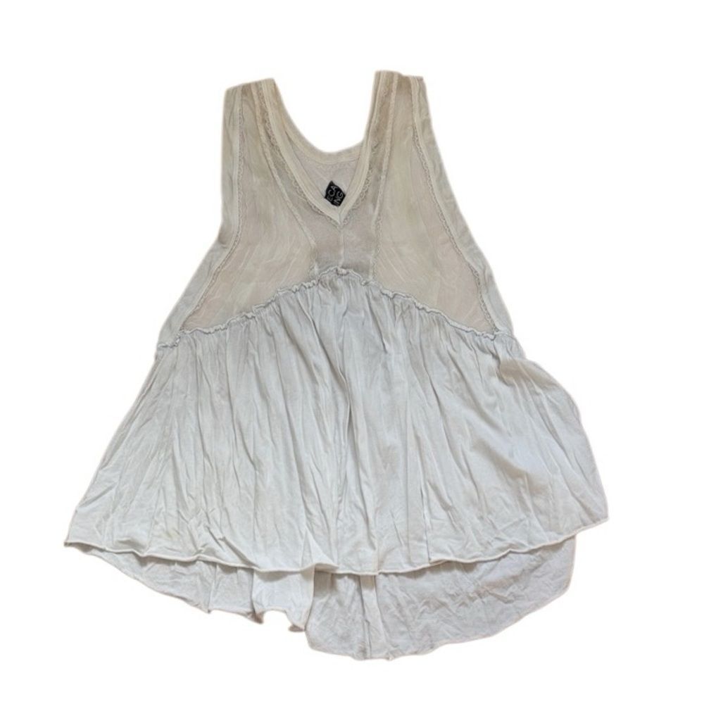 Y2K Vintage Seneca Rising White Sheer Mesh and Cotton Sleeveless Tunic 1 Small